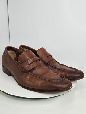 Aldo Men's Brown Leather Loafers Size 11 Slip-On Dress Shoes Classic